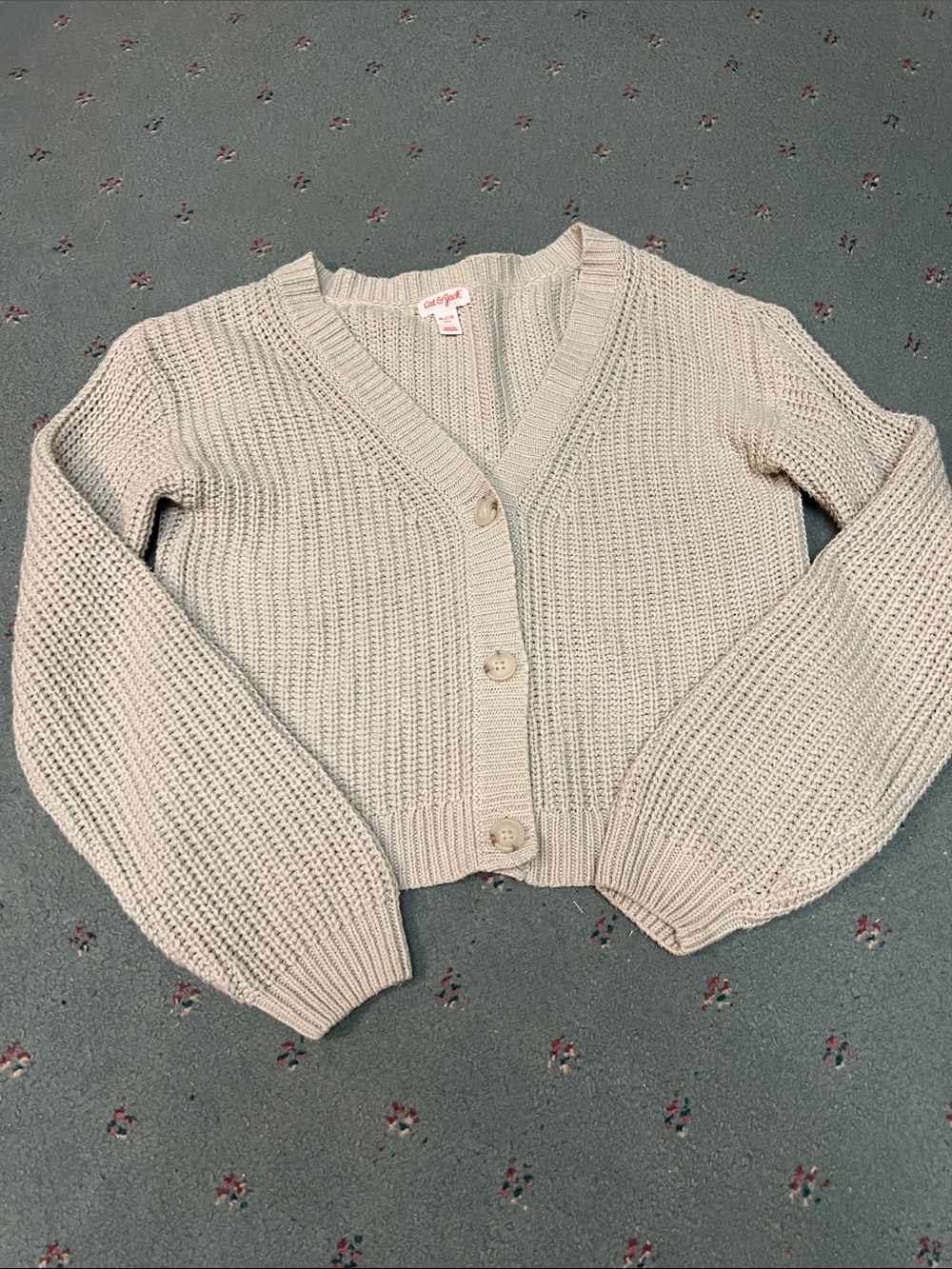Cat & Jack Cream Chunky Cropped Button-Up Cardigan
